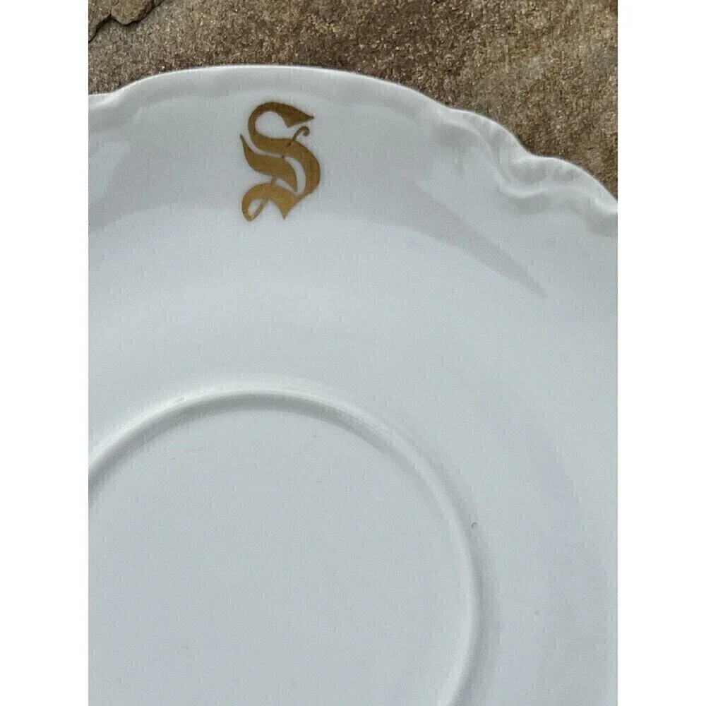 HAVILAND  FRANCE SAUCER WHITE GOLD MONOGRAM 